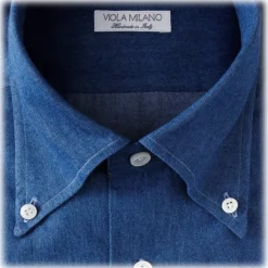 Viola Milano - Classic Denim Button-Down Collar Dress Shirt - Denim - Handmade in Italy - Luxury Exclusive Collection - Avvenice^ Shirts
