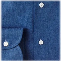 Viola Milano - Classic Denim Button-Down Collar Dress Shirt - Denim - Handmade in Italy - Luxury Exclusive Collection - Avvenice^ Shirts