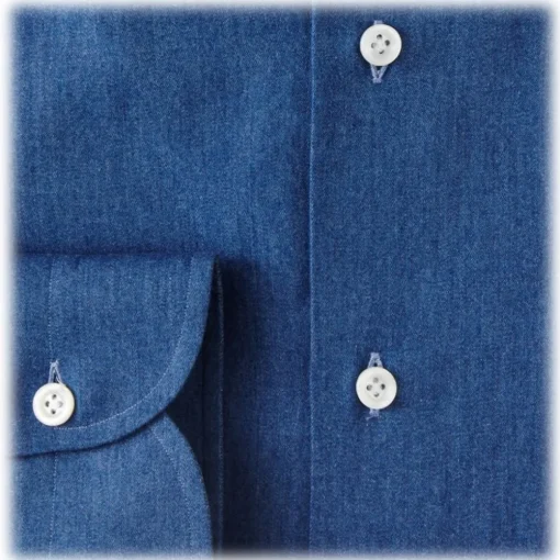 Viola Milano - Classic Denim Button-Down Collar Dress Shirt - Denim - Handmade in Italy - Luxury Exclusive Collection - Avvenice^ Shirts