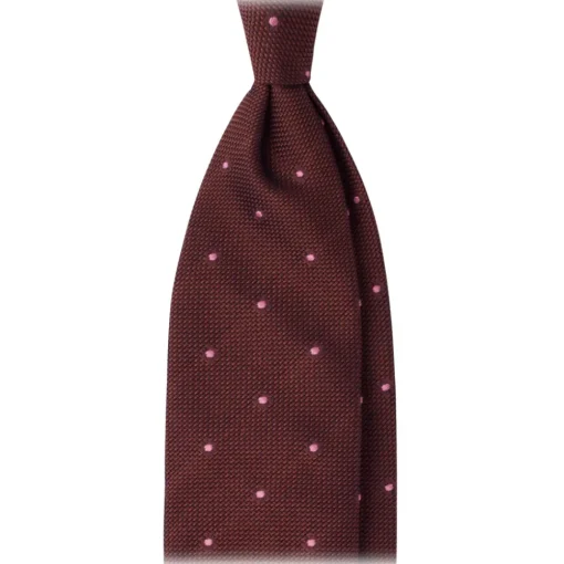 Viola Milano - Classic Polka Dot 3-Fold Grenadine Tie - Burgundy/Pink - Handmade in Italy - Luxury Exclusive Collection - Avvenice^ Ties & Bow Ties