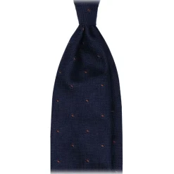 Viola Milano - Classic Polka Dot 3-Fold Grenadine Tie - Navy/Brown - Handmade in Italy - Luxury Exclusive Collection - Avvenice^ Ties & Bow Ties