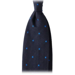 Viola Milano - Classic Polka Dot 3-Fold Grenadine Tie - Navy / Blue - Made in Italy - Luxury Exclusive Collection - Avvenice^ Ties & Bow Ties
