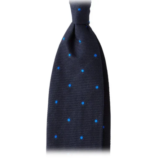 Viola Milano - Classic Polka Dot 3-Fold Grenadine Tie - Navy / Blue - Made in Italy - Luxury Exclusive Collection - Avvenice^ Ties & Bow Ties