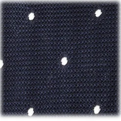 Viola Milano - Classic Polka Dot 3-Fold Grenadine Tie - Navy / White - Made in Italy - Luxury Exclusive Collection - Avvenice