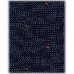 Viola Milano - Classic Polka Dot 3-Fold Grenadine Tie - Navy/Brown - Handmade in Italy - Luxury Exclusive Collection - Avvenice^ Ties & Bow Ties