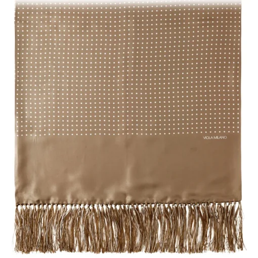 Viola Milano - Classic Polka Dot Madder Silk Scarf - Beige - Handmade in Italy - Luxury Exclusive Collection - Avvenice^ Scarves