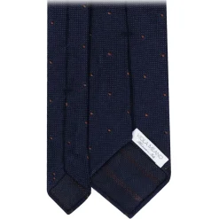 Viola Milano - Classic Polka Dot 3-Fold Grenadine Tie - Navy/Brown - Handmade in Italy - Luxury Exclusive Collection - Avvenice^ Ties & Bow Ties