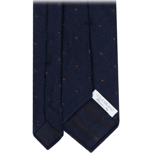 Viola Milano - Classic Polka Dot 3-Fold Grenadine Tie - Navy/Brown - Handmade in Italy - Luxury Exclusive Collection - Avvenice^ Ties & Bow Ties