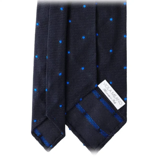 Viola Milano - Classic Polka Dot 3-Fold Grenadine Tie - Navy / Blue - Made in Italy - Luxury Exclusive Collection - Avvenice^ Ties & Bow Ties