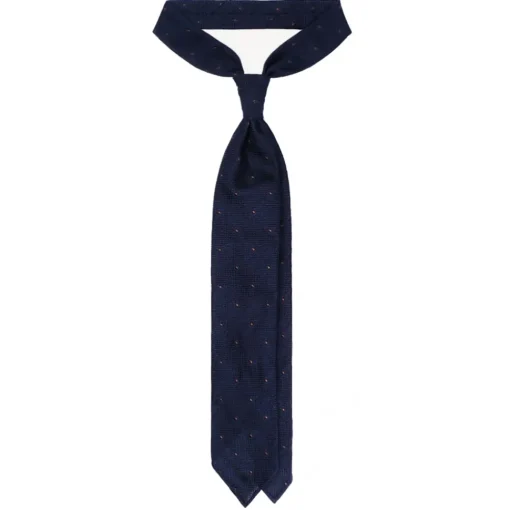 Viola Milano - Classic Polka Dot 3-Fold Grenadine Tie - Navy/Brown - Handmade in Italy - Luxury Exclusive Collection - Avvenice^ Ties & Bow Ties