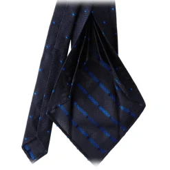 Viola Milano - Classic Polka Dot 3-Fold Grenadine Tie - Navy / Blue - Made in Italy - Luxury Exclusive Collection - Avvenice^ Ties & Bow Ties