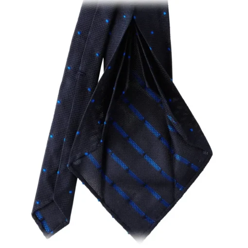 Viola Milano - Classic Polka Dot 3-Fold Grenadine Tie - Navy / Blue - Made in Italy - Luxury Exclusive Collection - Avvenice^ Ties & Bow Ties