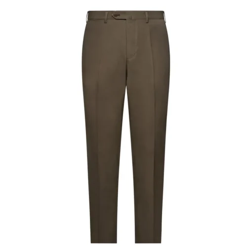 Viola Milano - Classic 4-seasonal Cotton Trousers - Army Green - Handmade in Italy - Luxury Exclusive Collection - Avvenice^ Trousers