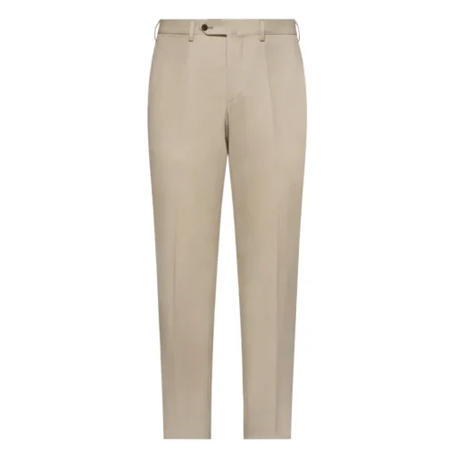 Viola Milano - Classic 4-seasonal Cotton Trousers - Beige - Handmade in Italy - Luxury Exclusive Collection - Avvenice