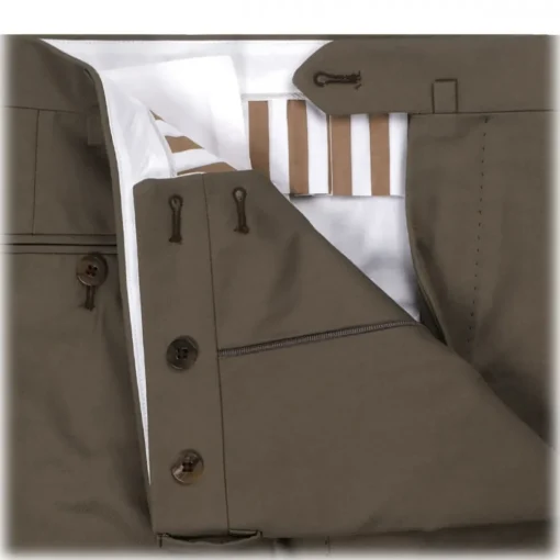 Viola Milano - Classic 4-seasonal Cotton Trousers - Army Green - Handmade in Italy - Luxury Exclusive Collection - Avvenice^ Trousers