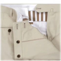 Viola Milano - Classic 4-seasonal Cotton Trousers - Beige - Handmade in Italy - Luxury Exclusive Collection - Avvenice