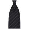 Viola Milano - Classic Shalk Stripe Untipped Vintage Flannel Tie - Navy - Handmade in Italy - Luxury Exclusive Collection - Avvenice^ Ties & Bow Ties