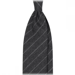 Viola Milano - Classic Shalk Stripe Untipped Flannel Tie - Dark Grey - Made in Italy - Luxury Exclusive Collection - Avvenice^ Ties & Bow Ties