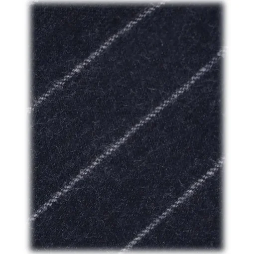 Viola Milano - Classic Shalk Stripe Untipped Vintage Flannel Tie - Navy - Handmade in Italy - Luxury Exclusive Collection - Avvenice^ Ties & Bow Ties