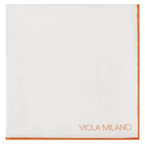 Viola Milano - Classic Shoestring Silk Pocket Square - Orange - Handmade in Italy - Luxury Exclusive Collection - Avvenice