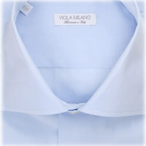 Viola Milano - Classic Solid Cut-Away Collar Dress Shirt - Classic Blue - Handmade in Italy - Luxury Exclusive Collection - Avvenice^ Shirts