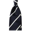 Viola Milano - Classic Stripe Selftipped Woven Silk Jacquard Tie – Navy / White - Made in Italy - Luxury Exclusive Collection - Avvenice^ Ties & Bow Ties