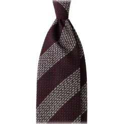 Viola Milano - Classic Stripe 3-Fold Grenadine Tie - Burgundy/White - Handmade in Italy - Luxury Exclusive Collection - Avvenice^ Ties & Bow Ties