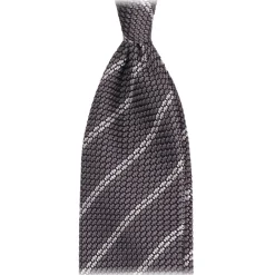 Viola Milano - Classic Stripe 3-Fold Grenadine Tie - Grey/White - Handmade in Italy - Luxury Exclusive Collection - Avvenice^ Ties & Bow Ties