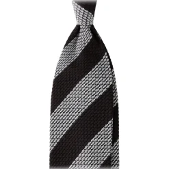 Viola Milano - Classic Stripe 3-Fold Grenadine Tie - Navy/White - Handmade in Italy - Luxury Exclusive Collection - Avvenice^ Ties & Bow Ties