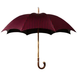 Viola Milano - Classic Stripe Chestnut Umbrella - Navy/Red - Handmade in Italy - Luxury Exclusive Collection - Avvenice^ Umbrellas And Sticks