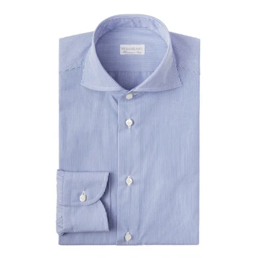 Viola Milano - Classic Stripe Shirt - Navy and White - Handmade in Italy - Luxury Exclusive Collection - Avvenice^ Shirts