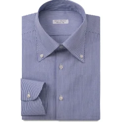 Viola Milano - Classic Stripe Button-Down Collar Dress Shirt - Navy/White - Handmade in Italy - Luxury Exclusive Collection - Avvenice^ Shirts