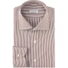 Viola Milano - Classic Stripe Cut-Away Collar Dress Shirt - Brown/White - Handmade in Italy - Luxury Exclusive Collection - Avvenice^ Shirts