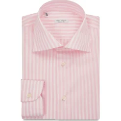 Viola Milano - Classic Stripe Cut-Away Collar Dress Shirt - Pink/White - Handmade in Italy - Luxury Exclusive Collection - Avvenice^ Shirts