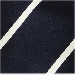 Viola Milano - Classic Stripe Selftipped Woven Silk Jacquard Tie – Navy / White - Made in Italy - Luxury Exclusive Collection - Avvenice^ Ties & Bow Ties