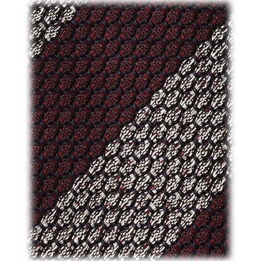 Viola Milano - Classic Stripe 3-Fold Grenadine Tie - Burgundy/White - Handmade in Italy - Luxury Exclusive Collection - Avvenice^ Ties & Bow Ties