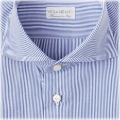 Viola Milano - Classic Stripe Shirt - Navy and White - Handmade in Italy - Luxury Exclusive Collection - Avvenice^ Shirts
