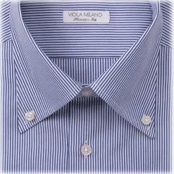 Viola Milano - Classic Stripe Button-Down Collar Dress Shirt - Navy/White - Handmade in Italy - Luxury Exclusive Collection - Avvenice^ Shirts