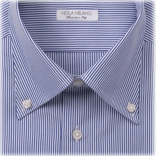Viola Milano - Classic Stripe Button-Down Collar Dress Shirt - Navy/White - Handmade in Italy - Luxury Exclusive Collection - Avvenice^ Shirts