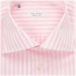 Viola Milano - Classic Stripe Cut-Away Collar Dress Shirt - Pink/White - Handmade in Italy - Luxury Exclusive Collection - Avvenice^ Shirts