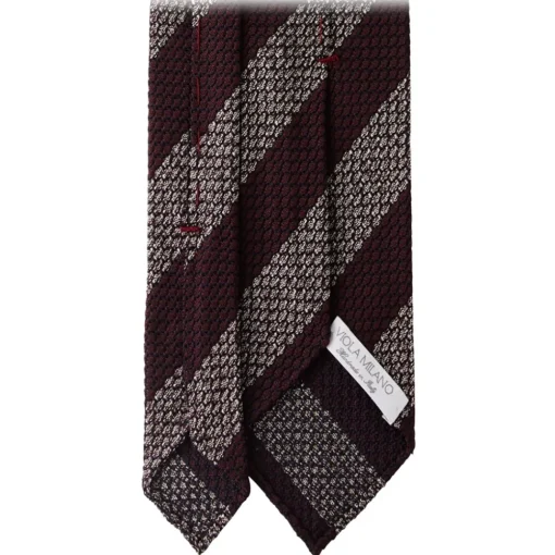 Viola Milano - Classic Stripe 3-Fold Grenadine Tie - Burgundy/White - Handmade in Italy - Luxury Exclusive Collection - Avvenice^ Ties & Bow Ties