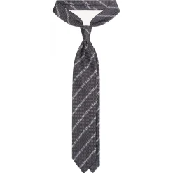 Viola Milano - Classic Stripe 3-Fold Grenadine Tie - Grey/White - Handmade in Italy - Luxury Exclusive Collection - Avvenice^ Ties & Bow Ties