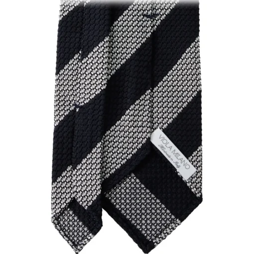 Viola Milano - Classic Stripe 3-Fold Grenadine Tie - Navy/White - Handmade in Italy - Luxury Exclusive Collection - Avvenice^ Ties & Bow Ties