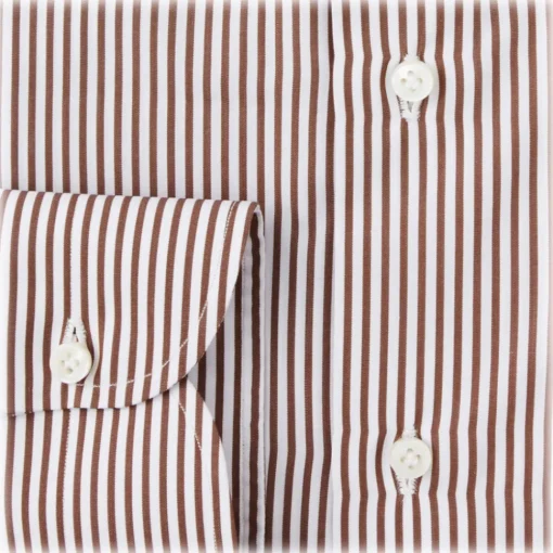 Viola Milano - Classic Stripe Cut-Away Collar Dress Shirt - Brown/White - Handmade in Italy - Luxury Exclusive Collection - Avvenice^ Shirts