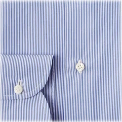 Viola Milano - Classic Stripe Cut-Away Collar Dress Shirt - Navy/White - Handmade in Italy - Luxury Exclusive Collection - Avvenice