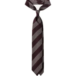 Viola Milano - Classic Stripe 3-Fold Grenadine Tie - Burgundy/White - Handmade in Italy - Luxury Exclusive Collection - Avvenice^ Ties & Bow Ties