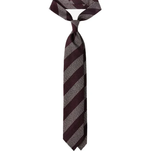 Viola Milano - Classic Stripe 3-Fold Grenadine Tie - Burgundy/White - Handmade in Italy - Luxury Exclusive Collection - Avvenice^ Ties & Bow Ties