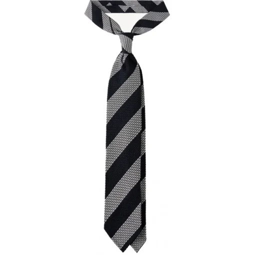 Viola Milano - Classic Stripe 3-Fold Grenadine Tie - Navy/White - Handmade in Italy - Luxury Exclusive Collection - Avvenice^ Ties & Bow Ties