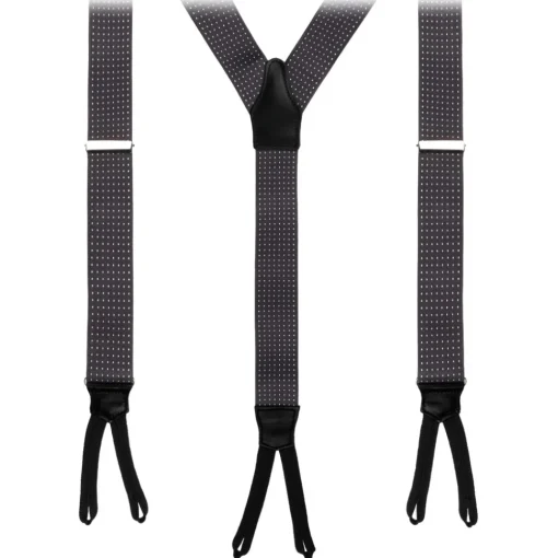 Viola Milano - Classic Width Braces L Braid Ends - Polka Dot Grey - Handmade in Italy - Luxury Exclusive Collection - Avvenice^ Other Accessories