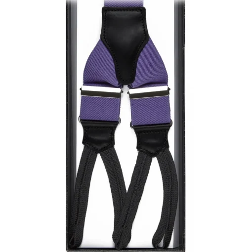 Viola Milano - Classic Width Braces L Braid Ends - Solid Purple - Handmade in Italy - Luxury Exclusive Collection - Avvenice^ Other Accessories